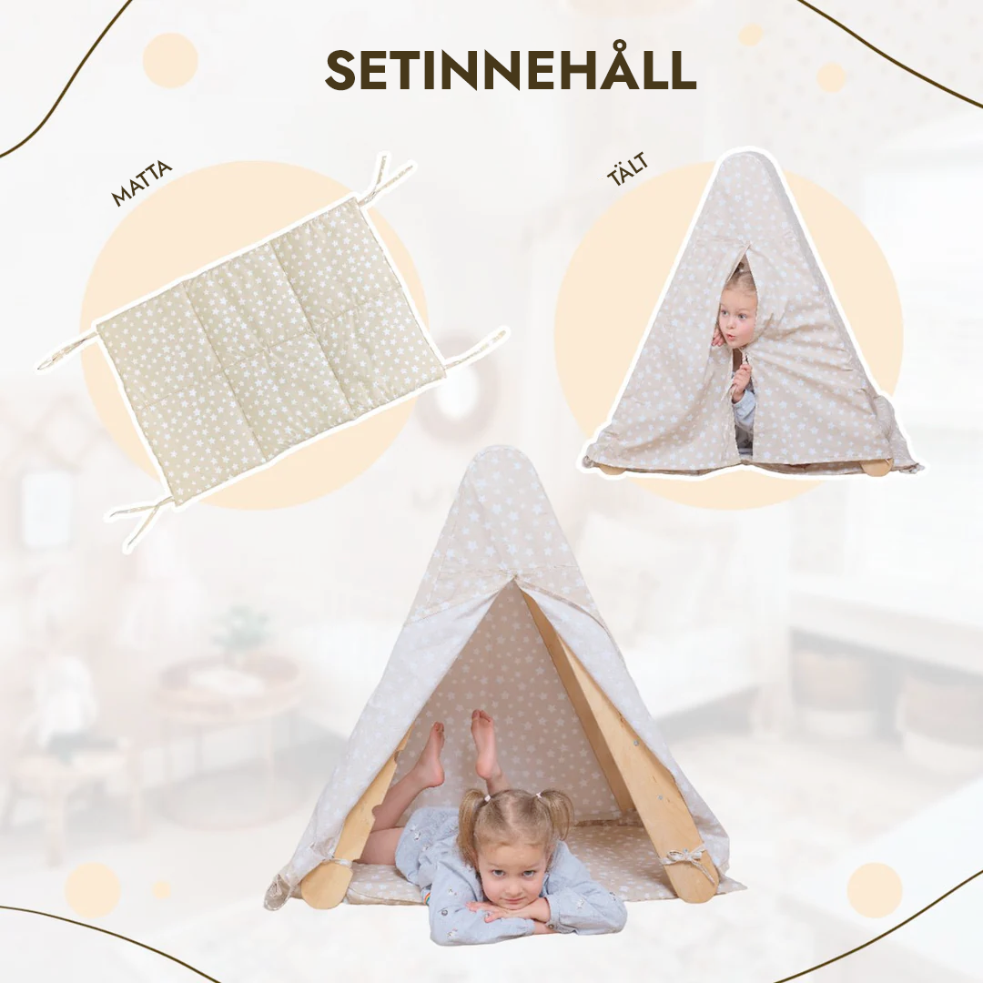 Lektält med matta för triangelstege