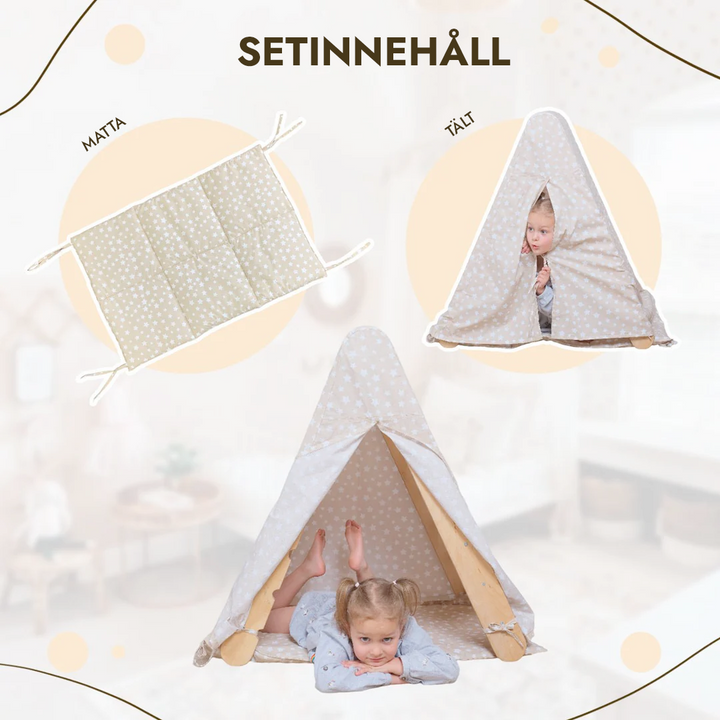 Lektält med matta för triangelstege