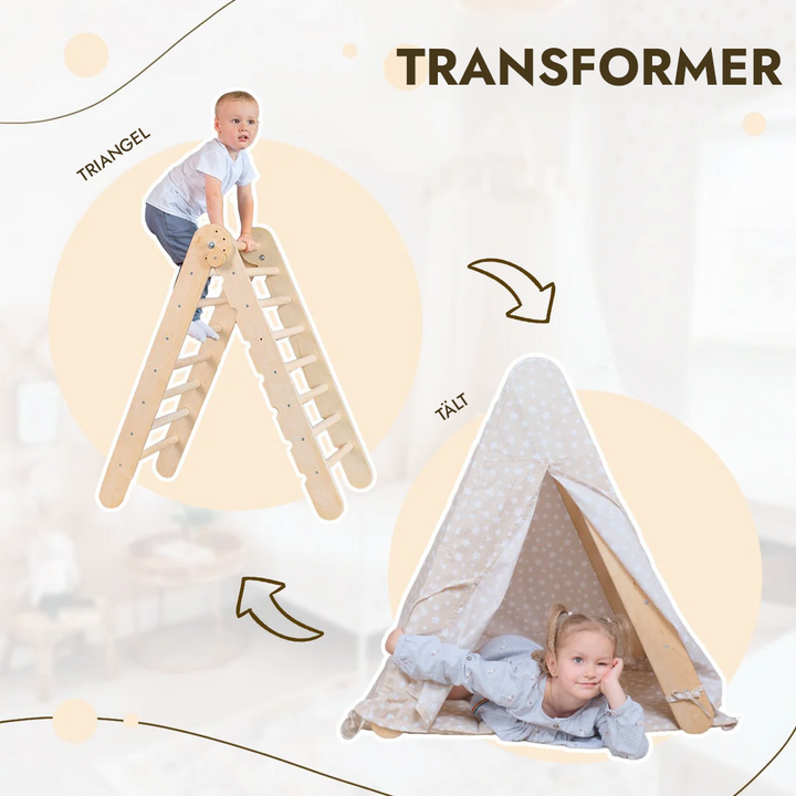 Lektält med matta för triangelstege