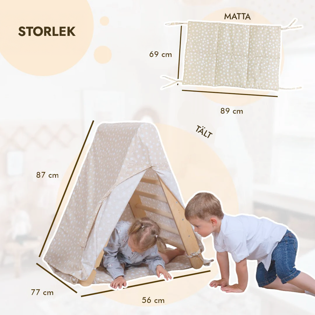 Lektält med matta för triangelstege