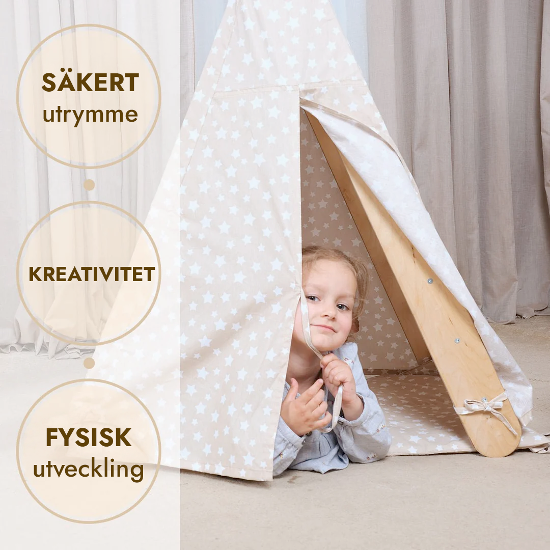 Lektält med matta för triangelstege