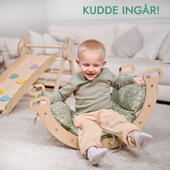 4i1 Montessori Klätterställning: Pikler Triangel + Klätterbåge + Rutschbräda + Kudde för Småbarn (1–3 År) – Ivory