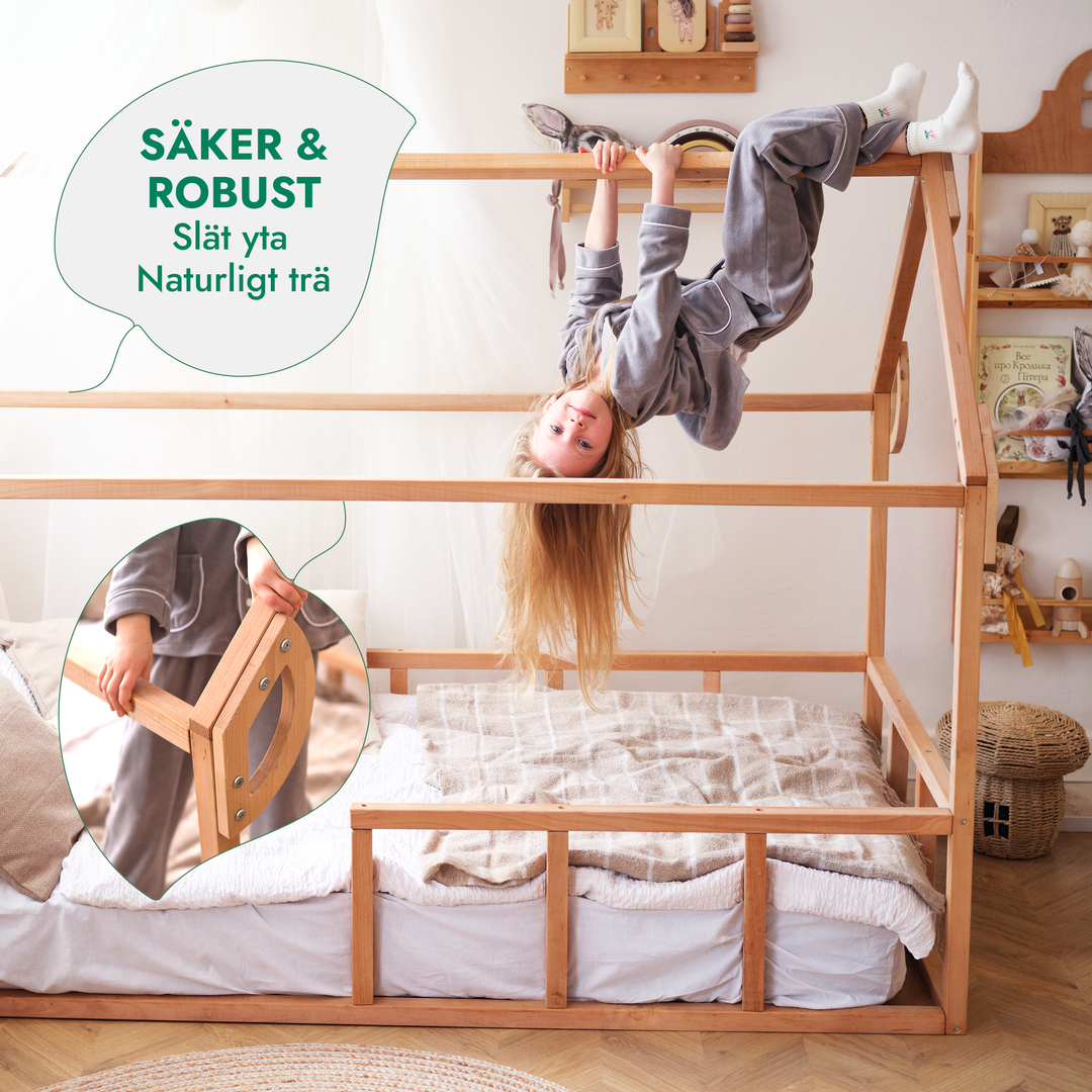 Montessori hus-säng för barn med staket