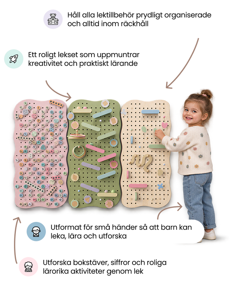 Pegboard i trä för barnrum — GoodevasBoard